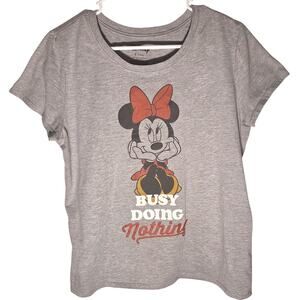 Charming Disney Minnie Mouse Grey Women's T-Shirt Large